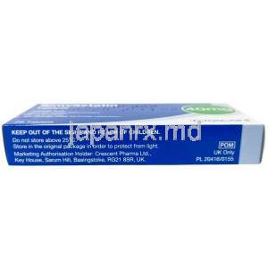 クレッセントファーマ製シンバスタチン,シンバスタチン 40mg, 製造元：Crescent Pharma, 箱情報, 保管方法