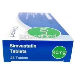 クレッセントファーマ製シンバスタチン,シンバスタチン 40mg, 製造元：Crescent Pharma, 箱側面