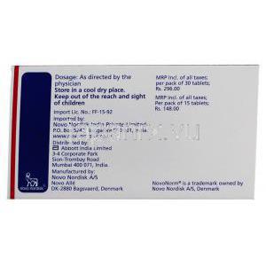 レパグリニド（シュアポスト ジェネリック）, ノボノーム Novonorm 1mg 錠 (Novo Nordisk) 情報