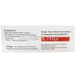 ダパケイ, ダパグリフロジン 10 mg, 製造元：Kachhela Medex, 箱情報, 成分, 保管方法