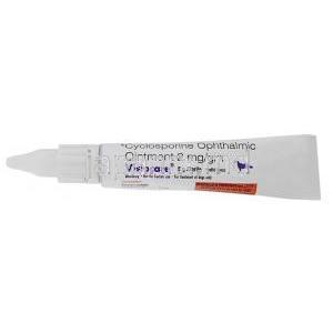 ビジョケア 犬用眼軟膏, シクロスポリン 2 mg(1gあたり), 5 g, 製造元：SAVA Healthcare, チューブ表面