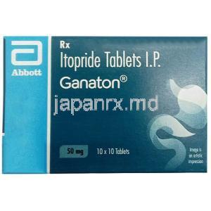 ガナトン,イトプリド 50 mg, 製造元：Abbott, 箱表面（新包装）