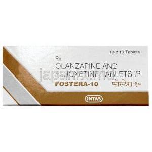 フォステラ 10, フルオキセチン 20mg/ オランザピン 10mg, 製造元：Intas Pharmaceuticals, 箱表面