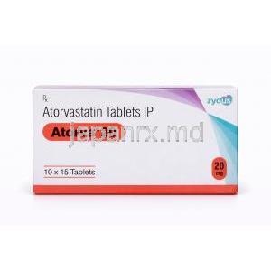 アトルバ 20, アトルバスタチン 錠剤 20 mg (Zydus) 正面