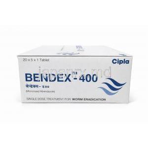ベンデックス400, アルベンダゾール 400 mg (シプラ) 箱側面