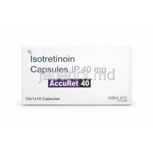 アキュレット 40, イソトレチノイン 40 mg, 製造元：WinLife Pharma, 箱表面