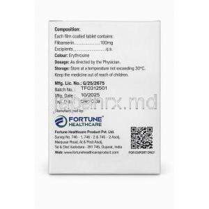 フィルムルフリバンセリン 100mg, 製造元：Fortune Healthcare Pvt., Ltd, 箱情報