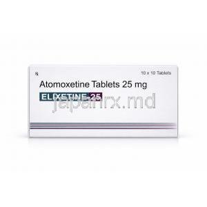 エリキセチン-25, アトモキセチン 25 mg, 製造元：Elkem Healthcare, 箱表面