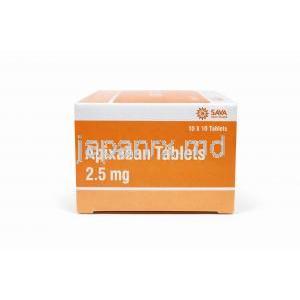 アピキサバン 錠 2.5mg (Sava社製) , 箱側面