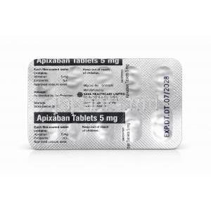 アピキサバン 5mg, 錠 錠剤シート裏面