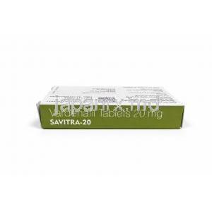 サビトラ-20, バルデナフィル 20 mg, 製造元：Vista Pharma, 箱上面