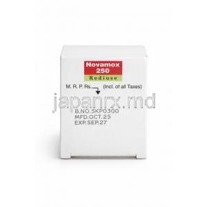 ノバモックス 250 レディユーズ 経口懸濁液 アモキシシリン 250 mg, 経口懸濁液, 製造元：Cipla, 箱情報 製造日, 消費期限