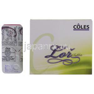 ロラタジン  （クラリチン ジェネリック）, ロー Lor 10mg 錠 (Coles)