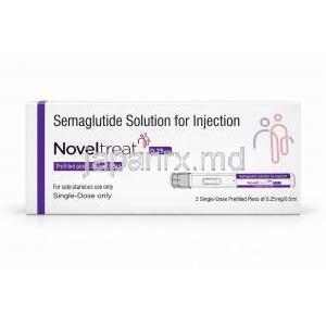ノベルトリートペン型皮下注射, 0.5 mg/ 0.5mL  ペン型注射 (2回分), 製造元：Sun Pharma, 箱表面