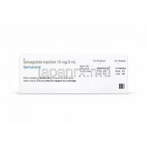 セマネクスト ペン型皮下注射, カートリッジ 3mL ＋ 注射針10本セット, 製造元：Lupin Ltd, 箱情報