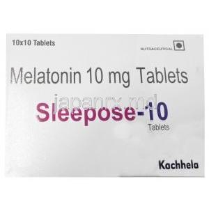 スリーポーズ, メラトニン 10 mg, 製造元：Kachhela Medex, 箱表面