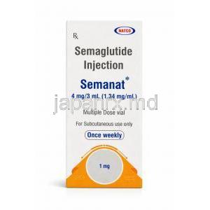 セマナット注射, セマグルチド 4 mg/ 3 mL (1.34 mg/mL)  , 製造元：Natco Pharma, 箱表面