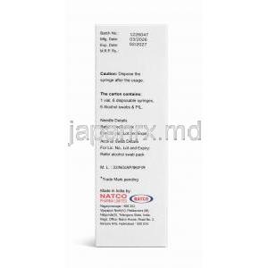 セマナット注射, セマグルチド 2 mg/ 1.5 mL (0.25 mg or 0.5 mg), , 製造元：Natco Pharma,箱情報, 製造日,消費期限