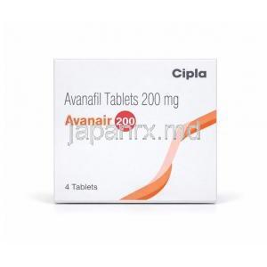 アヴァネア 200, アバナフィル 200mg, 製造元：Cipla, 箱表面