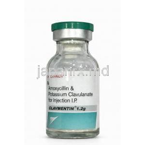 クラブメンチン注射, アモキシシリン1000mg/クラブラン酸200mg, 製造元：Wockhardt, ボトル