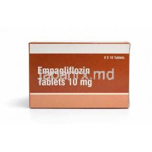 エンパグリフロジン 10mg (Vista社製),エンパグリフロジン 10mg , 製造元：Vista Pharma, 箱表面