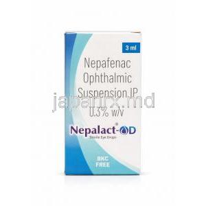 ネパラクトOD点眼薬, 0.3%, 点眼薬 3mL(保存料不使用), 製造元：Sun Pharma, 箱表面