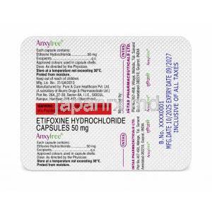 アンキシーフリー, エチオキシン 50 mg, 製造元：Intas Pharma, シート情報