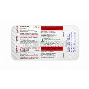 ルピメブ,メベンダゾール 100mg, 錠剤シート裏面
