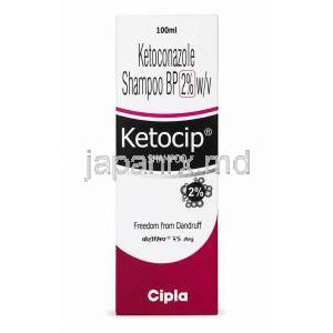 ケトシップ シャンプー, ケトコナゾール 2% w/v, 製造元：Cipla, 箱表面