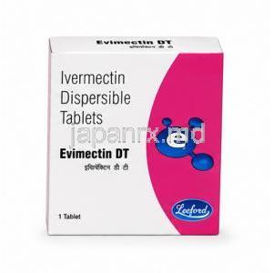 エビメクチン 12, イベルメクチン 12 mg, 1錠, 製造元：Leeford healthcare, 箱表面