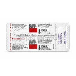 プラスドック 10, プラスグレル 10 mg, 錠剤ブリスター 裏