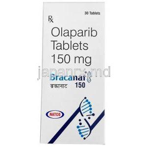 ブラカナット 150, オラパリブ 150mg, 30錠, 製造元：Natco Pharma, 箱表面