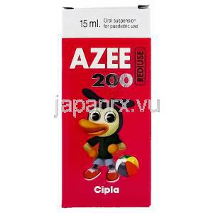アジスロマイシン, AZEE REDIUSE , 200mg 15ml 内服懸濁液 (Cipla) 箱