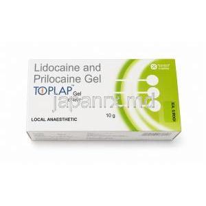 トップラップ ジェル,  リドカイン 2.5% w/w/ プリロカイン 2.5% w/w ジェル 10 g, 製造元：Torrent Pharmaceuticals Ltd, 箱表面