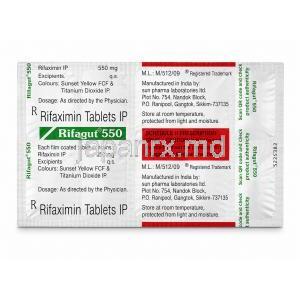 リファガット 550, リファキシミン 550 mg, 製造元：Sun Pharmaceutical Industries, シート情報, 注意事項