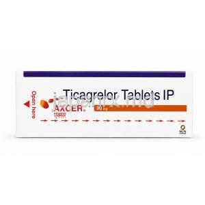 アクセル, チカグレロル 90mg, 製造元: Sun Pharmaceutical Industries, 箱
