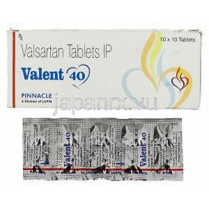 バルサルタン（ディオバンジェネリック）, バレント Valent  40mg 錠 (Lupin) 包装