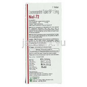 Niel-72, ミレーナ ジェネリック, レボノルゲストレル1.5mg 錠 (Cipla) 製造者情報