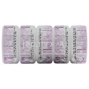 トリオフェン Tritofen, ザジテン ジェネリック, ケトチフェン 1mg 錠 (FDC) 包装裏面