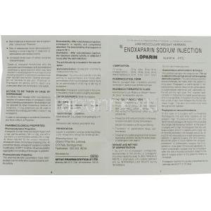 ロパリン Loparin, エノキサパリンナトリウム 40mg 0.4ml 注射 (Intas) 情報シート1