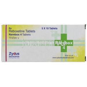 レボキセチン（ベスプラ ジェネリック） ナリボックス Narebox 錠 (Zydus Cadila) 箱