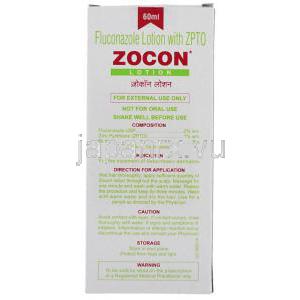 フルコナゾール（ダイフルカン ジェネリック）, Zocon, 30ML ローション (FDC) 箱裏面