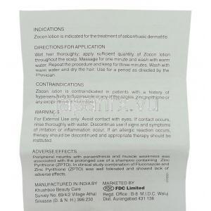 フルコナゾール（ダイフルカン ジェネリック）, Zocon, 30ML ローション (FDC) 情報シート2