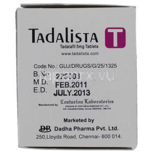 タダリスタ（シアリスジェネリック） タダラフィル 5mg 錠 (Dadha Pharma) 製造者情報