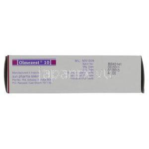 オルメゼスト Olmezest, オルメテック ジェネリック, オルメサンタンメドキソミル 10mg 錠 (Sun Pharma) 製