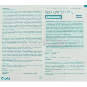 アバミューン Abamune, ザイアジェンジェネリック, アバカビル 300mg 錠 (Cipla) 情報シート１