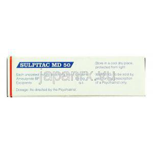 サルピタック Sulpitac MD 50, ソリアンジェネリック, アミスルプリド 50mg 錠 (Sun Pharma) 成分