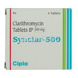 シンクラー Synclar, クラリス ジェネリック, クラリスロマイシン 500mg 錠 (Cipla) 箱
