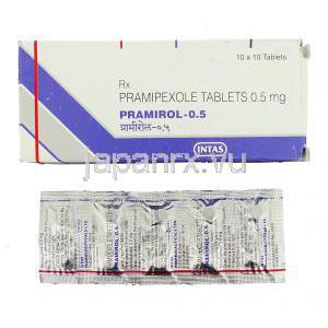 プラミロル Pramirol, ビ・シフロールジェネリック, プラミペキソール 0.5mg 錠 (Intas)