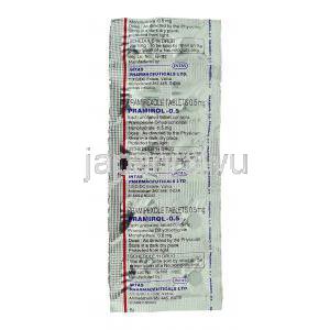 プラミロル Pramirol, ビ・シフロールジェネリック, プラミペキソール 0.5mg 錠 (Intas) 包装